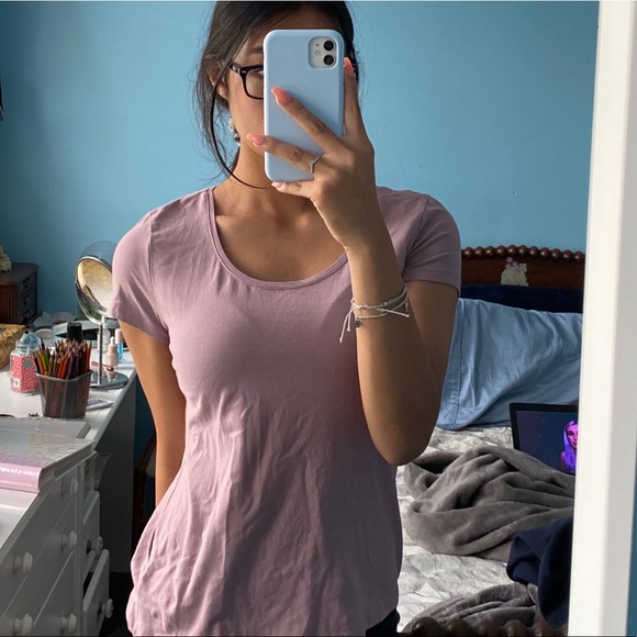 mauve scoop neck H&M tee - Picture 2 of 5